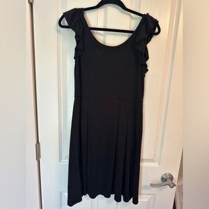LOFT Women’s Dress Size 6 Black Sleeveless Zip Closure Short Shift Dress Ruffle